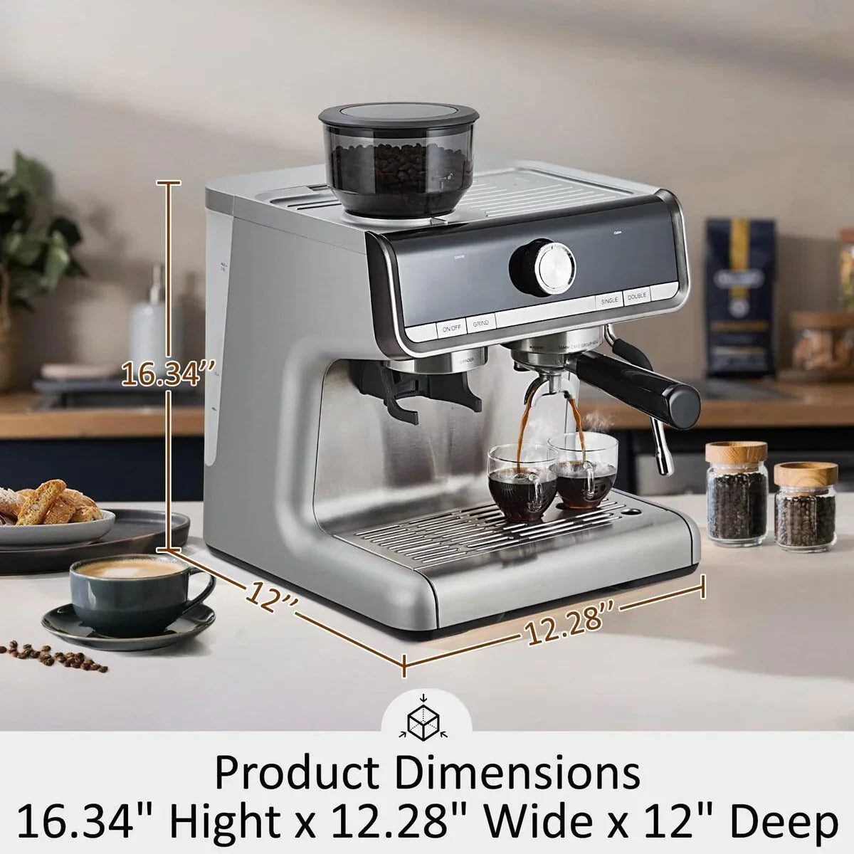 Espressomaschine, mit Mahlwerk, 2,8 L Wassertank