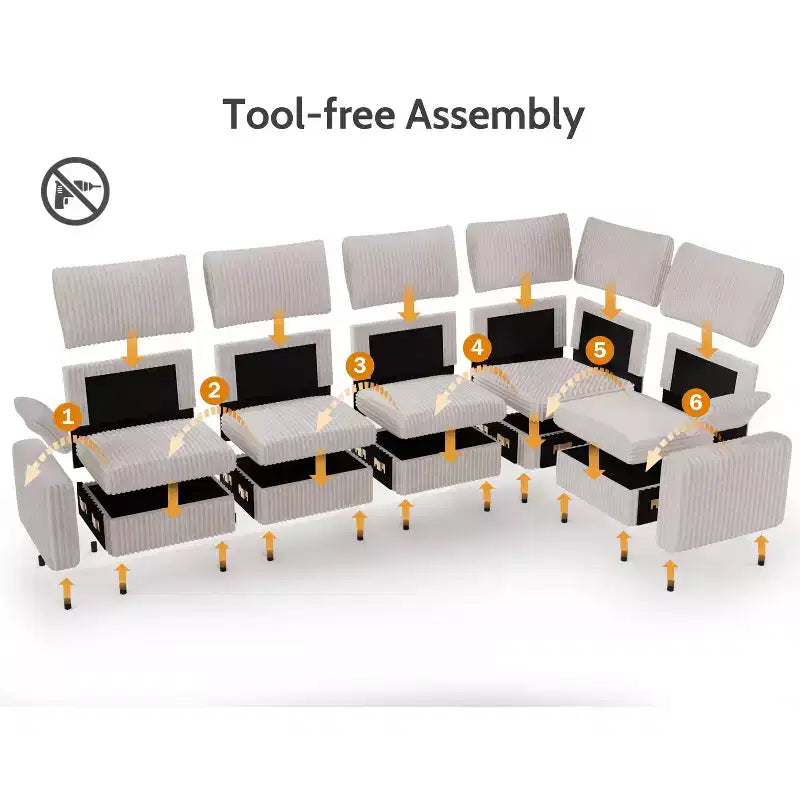 Dyonery Modulares Cord-Ecksofa mit waschbaren Bezügen