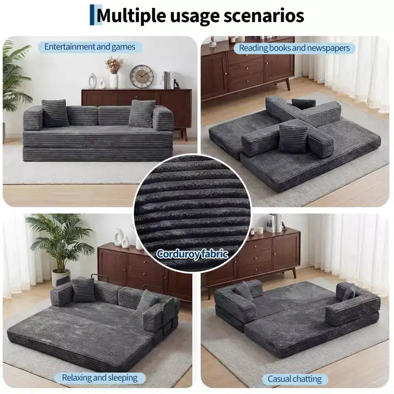 80.7 5-in-1 Schlafsofa – Kord, 544 kg, kein Aufbau