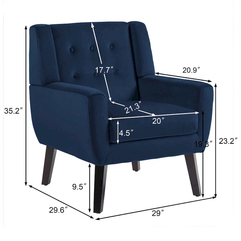 2er-Set Samt-Akzentsessel für Wohnzimmer, Polstersessel