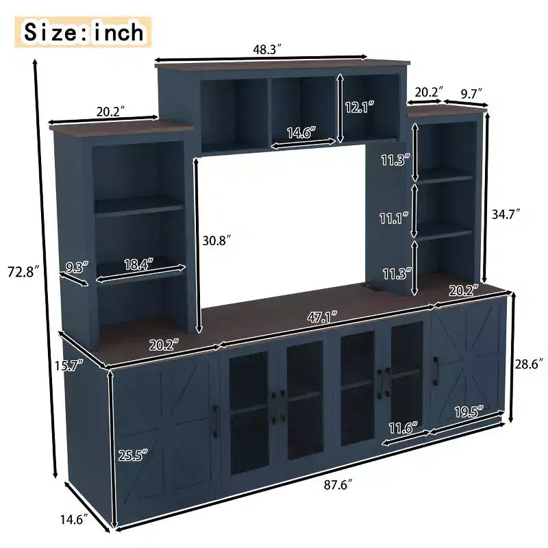 Moderner TV-Ständer für 55-Zoll-Fernseher mit Ladestation, Medienkonsole mit großen Aufbewahrungsschränken, Entertainment-Center für das Wohnzimmer-Panipeachy