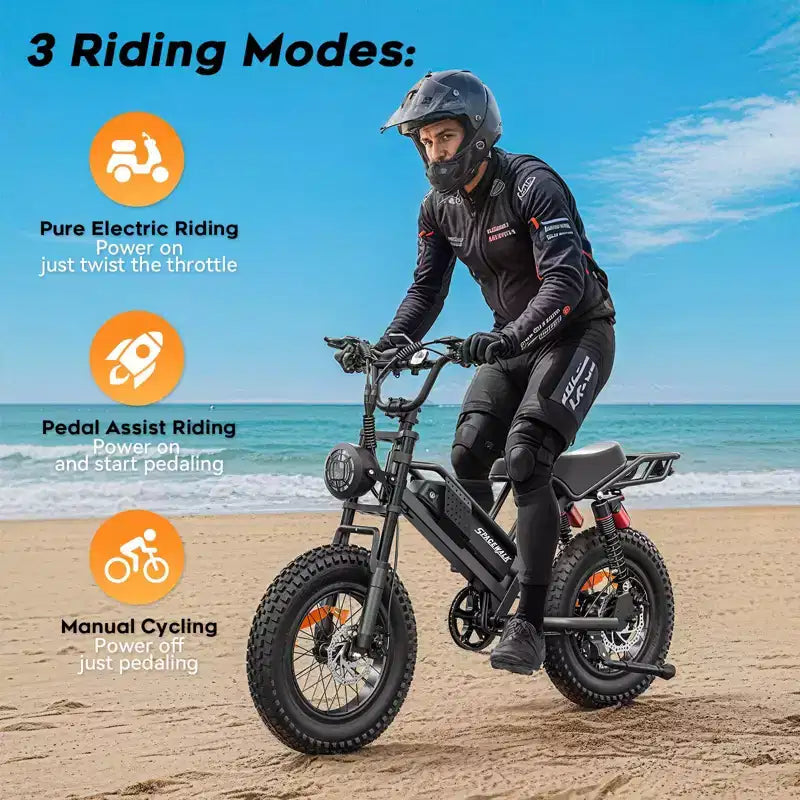 Eilleo 20 Fat Tire E-Bike, 750W Motor (920W Spitze), 40 km/h, 80-110 km Reichweite, 48V 15.6Ah Akku, Dual-Federung, Shimano 7-Gang