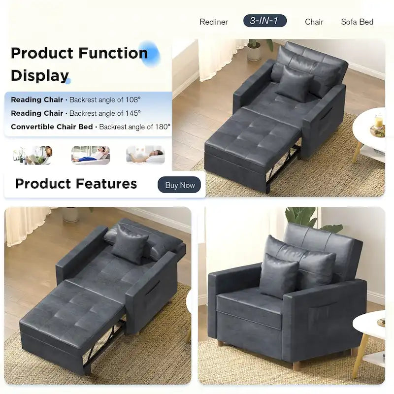 Verstellbares Schlafsofa, 3-in-1-Funktion, verschiedene Farben, für 1 Person