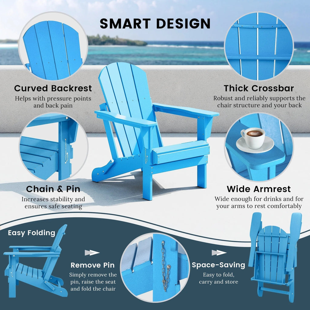 Polytrends Laguna Faltbarer Adirondack-Stuhl für den Außenbereich, wetterfest und lichtbeständig