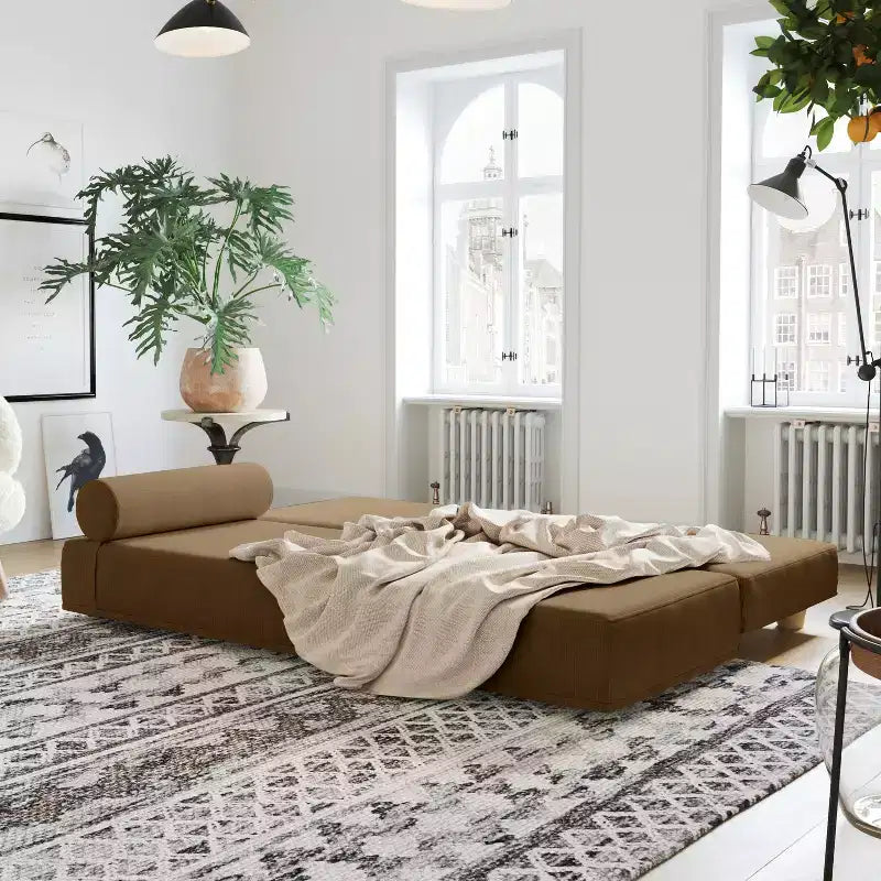 Tagesbett / ausklappbares Schlafsofa (Queensize) - Microvelvet