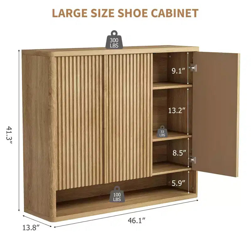 Schuhschrank mit geriffelter Tür, verstellbare Einlegeböden für Eingangsbereich und Wohnzimmer