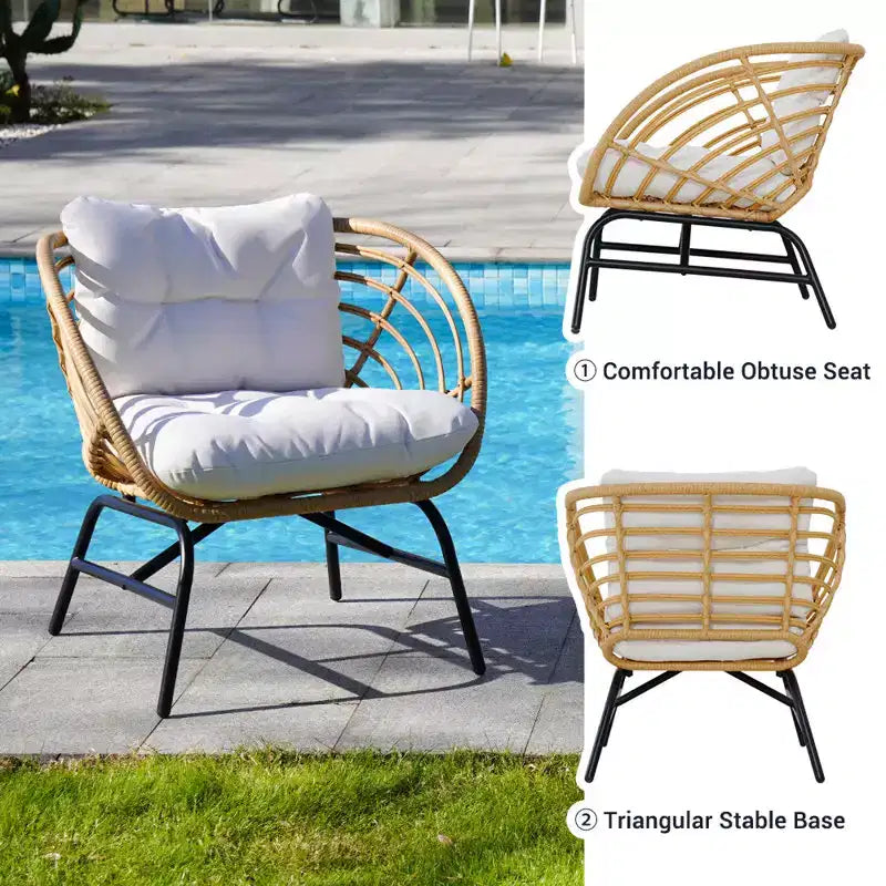 GRANDPATIO Outdoor 5-teiliges Korbsessel-Set mit Zweisitzer