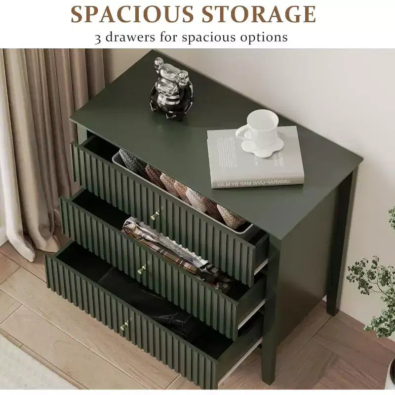 Heynemo Kommode mit 3 Schubladen, lackiert, 76 cm hoher Holz-Nachttisch mit Stauraum, breite moderne Kommode mit Kugelauszug