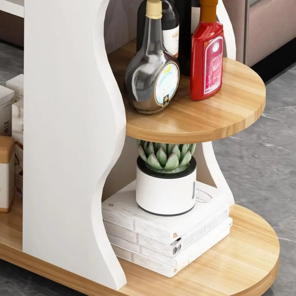 Moderner Bartisch mit Natursteinplatte in Freiform und Stauraum für Hausbars