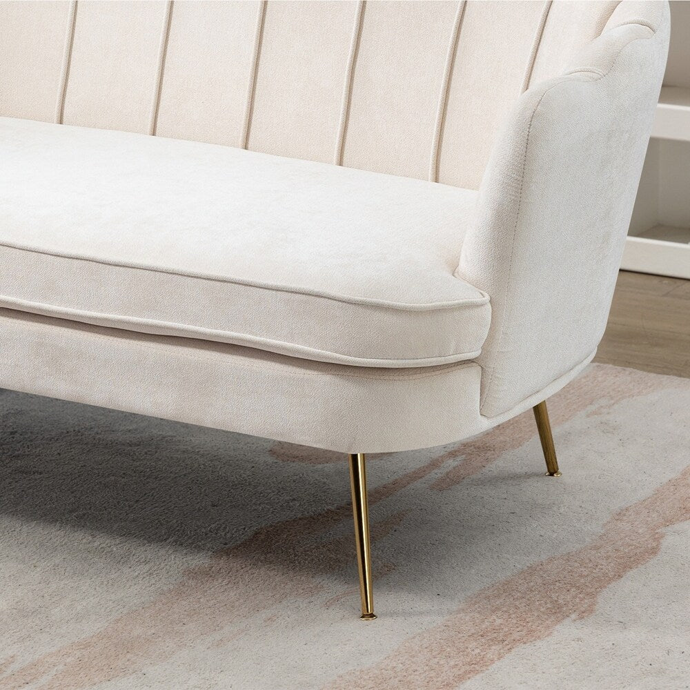 Kleines Mini-Zimmer-Sofa Zweisitzer mit Goldmetallfüßen - 2 Sitzer