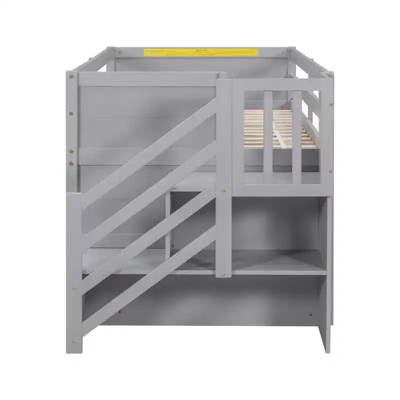94.6L x 42.3B Massivholz-Hochbett in Twin-Größe mit Treppe, Schublade und Regal, modernes und klares Design