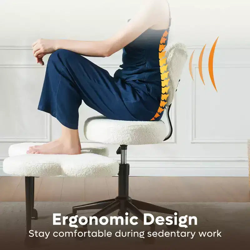Pinmoco Ergonomischer Kreuz-Bürostuhl, höhenverstellbarer Meditationsstuhl, 360° drehbar, Lendenwirbelstütze, Arbeits- und Bürostuhl, ADHS-Stuhl