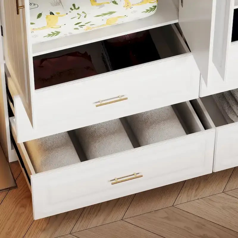 93.9H/74.2H Schrank Kleiderschrank Garderobe Hängende Schubladen Aufbewahrung