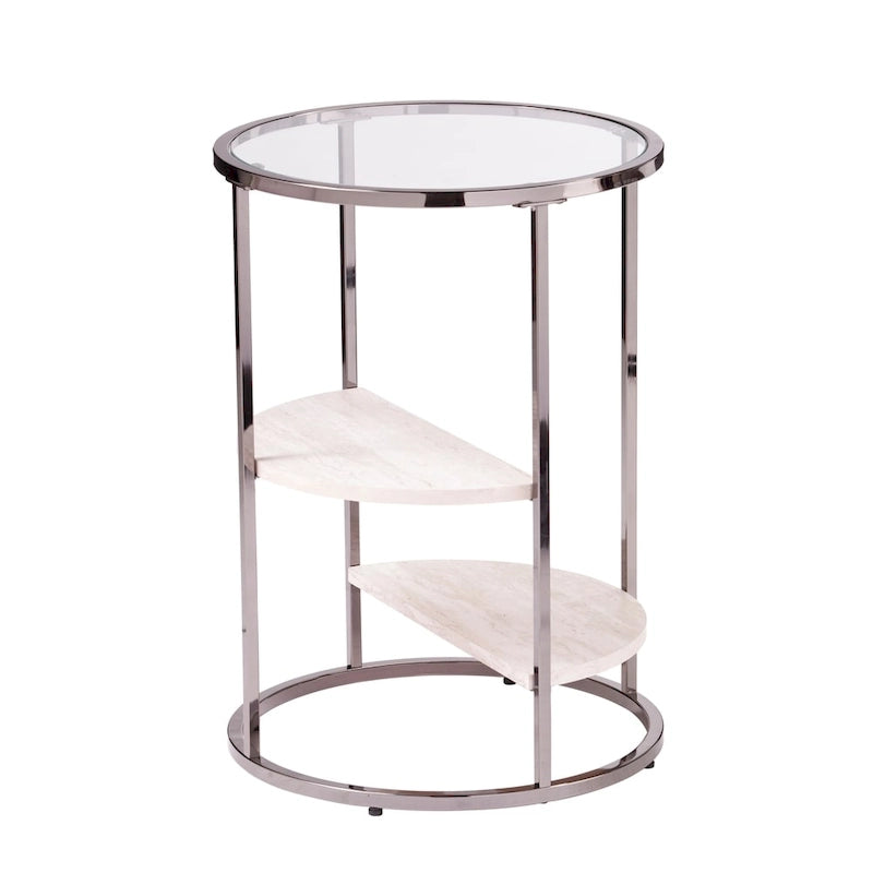 SEI Furniture Lindale runder Beistelltisch mit Kunststeinplatte
