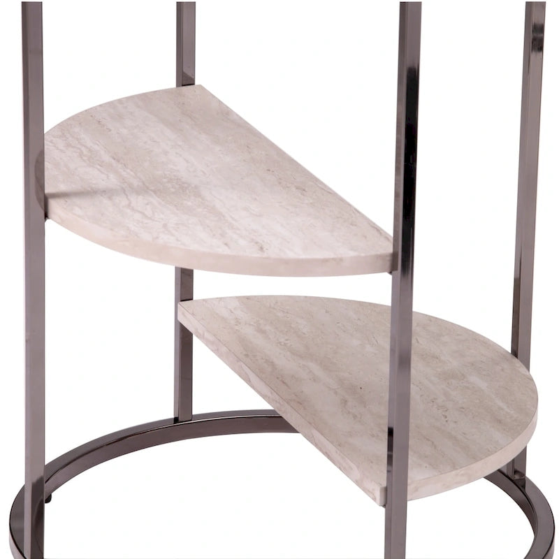 SEI Furniture Lindale runder Beistelltisch mit Kunststeinplatte