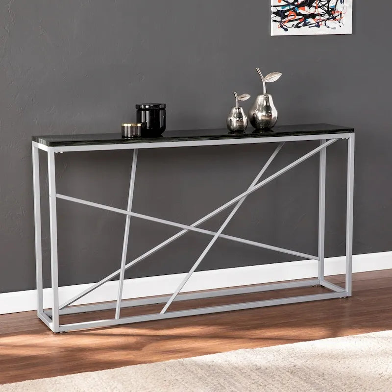 SEI Furniture Sigrid Konsolentisch mit schmaler Marmor-Optik