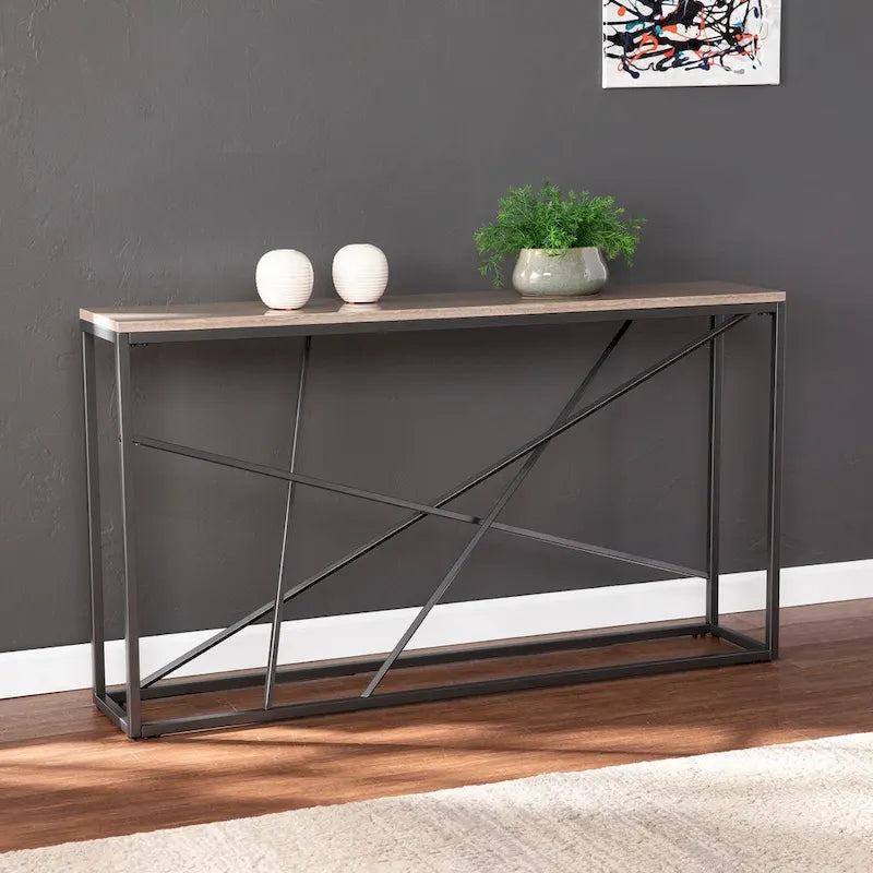 SEI Furniture Sigrid Konsolentisch mit schmaler Marmor-Optik
