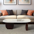 Sagebrook Home Moderner runder Couchtisch aus Marmor und Holz, 48 x 24 x 16