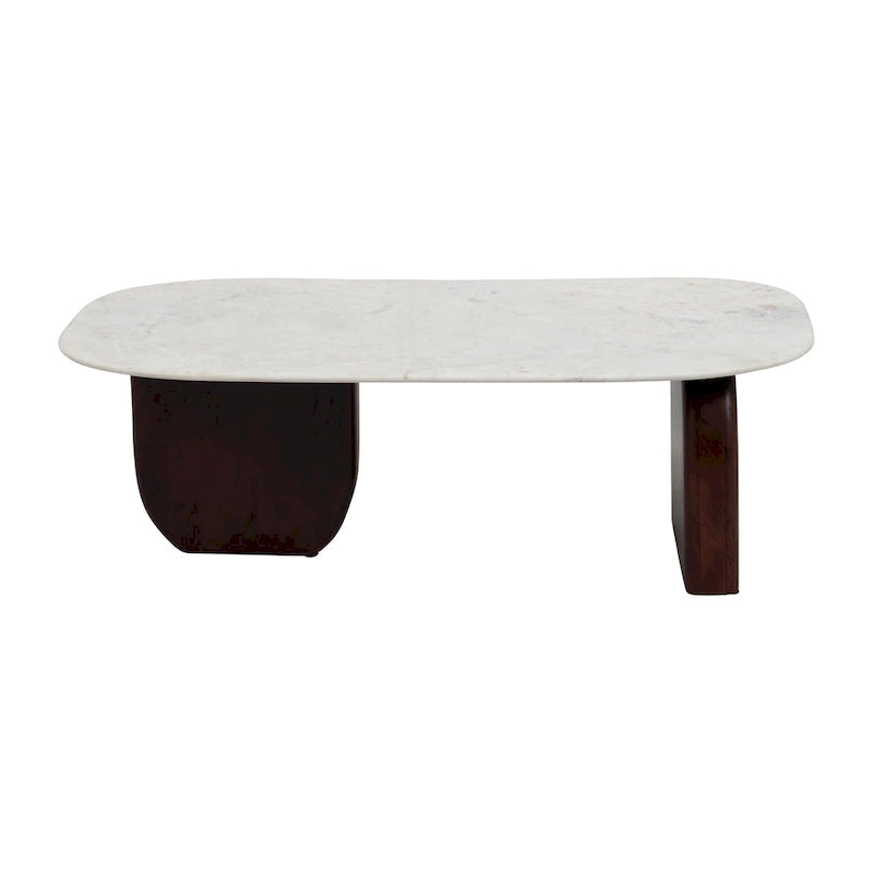 Sagebrook Home Moderner runder Couchtisch aus Marmor und Holz, 48 x 24 x 16