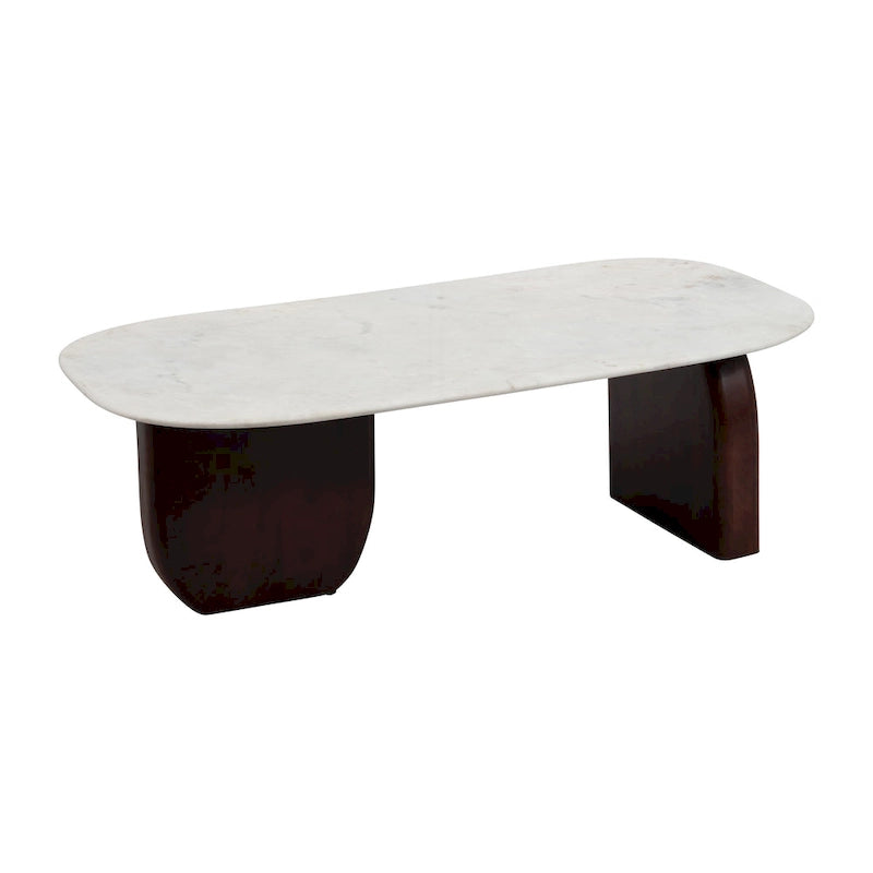 Sagebrook Home Moderner runder Couchtisch aus Marmor und Holz, 48 x 24 x 16