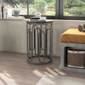 Lars runder kleiner Beistelltisch mit Marmorplatte, stabilem dekorativem Metallsockel von Furniture of America