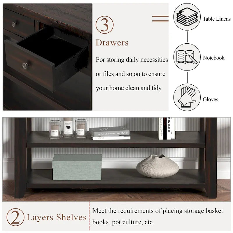48 massive Kiefernholz-Konsolentisch