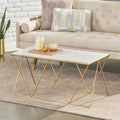 Sardis Moderner handgefertigter Couchtisch mit Marmorplatte von Christopher Knight Home – 37,00 L x 19,00 B x 18,00 H