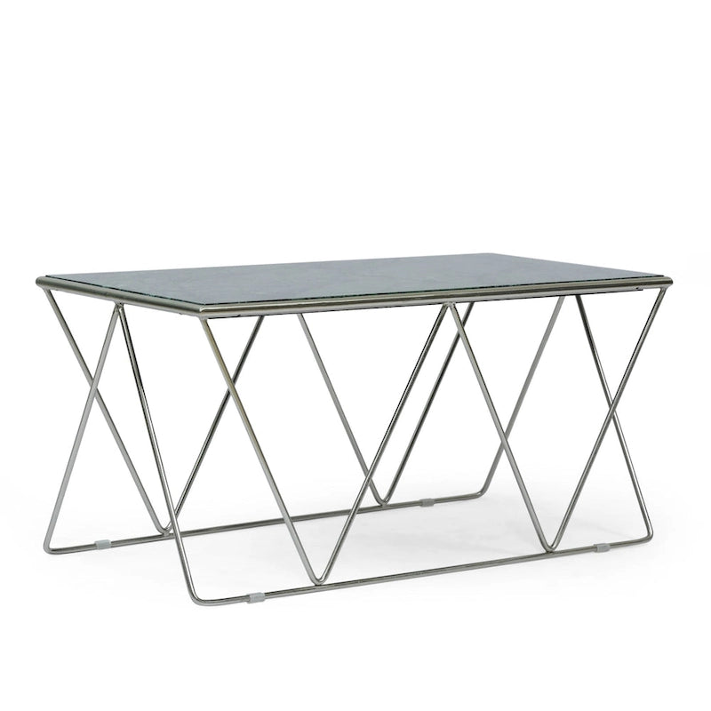 Sardis Moderner handgefertigter Couchtisch mit Marmorplatte von Christopher Knight Home – 37,00 L x 19,00 B x 18,00 H