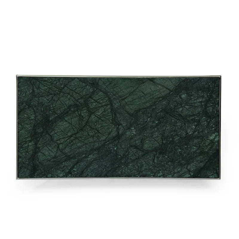 Sardis Moderner handgefertigter Couchtisch mit Marmorplatte von Christopher Knight Home – 37,00 L x 19,00 B x 18,00 H
