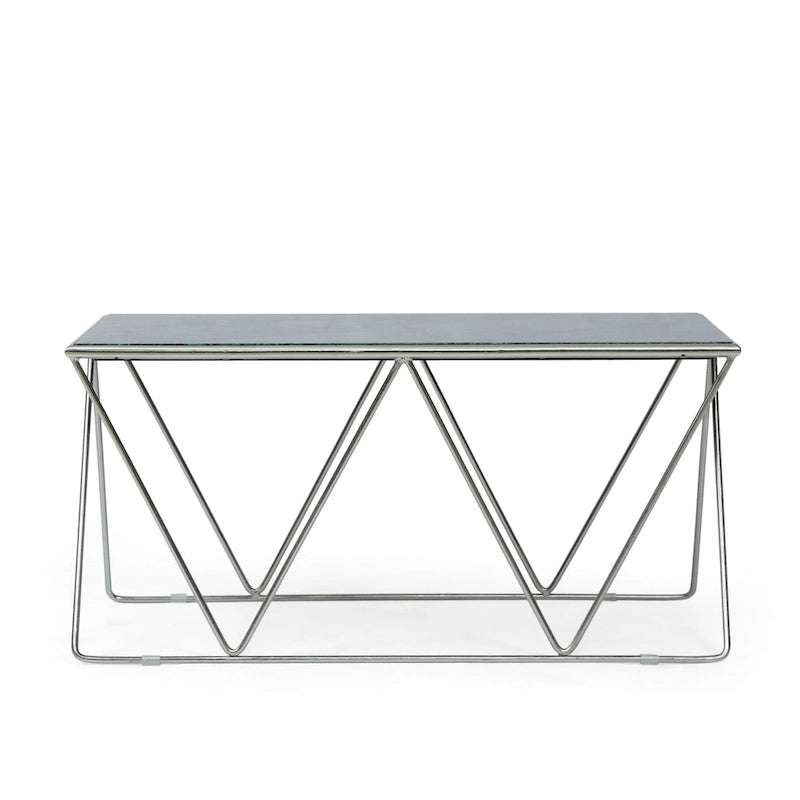 Sardis Moderner handgefertigter Couchtisch mit Marmorplatte von Christopher Knight Home – 37,00 L x 19,00 B x 18,00 H
