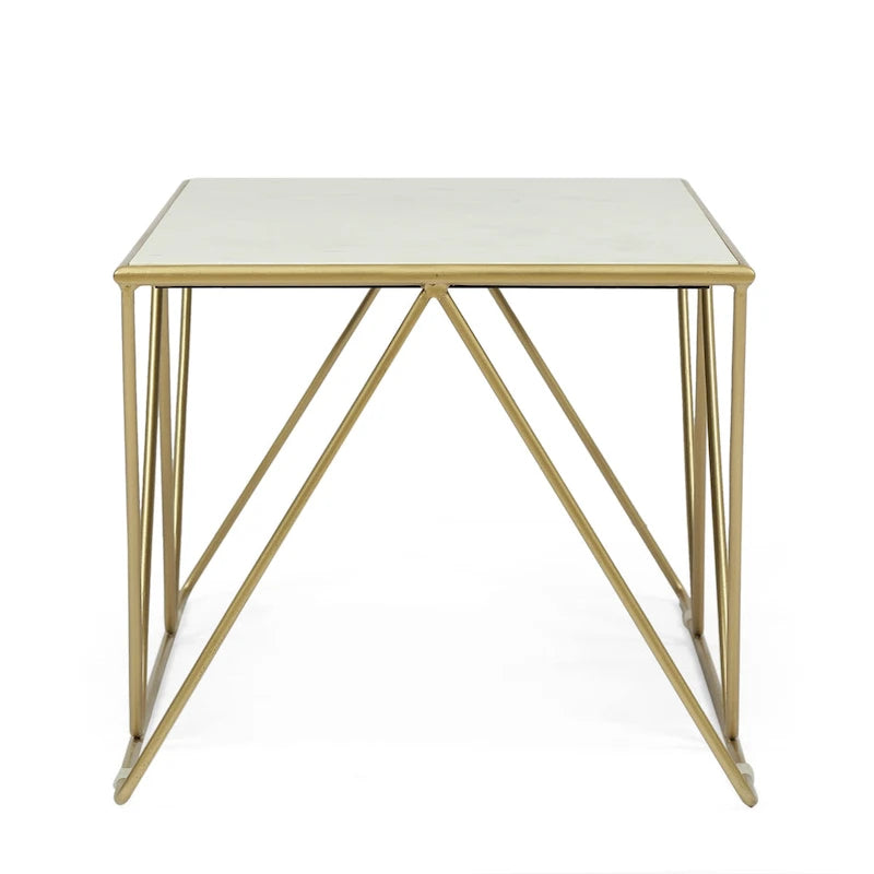 Sardis Moderner handgefertigter Couchtisch mit Marmorplatte von Christopher Knight Home – 37,00 L x 19,00 B x 18,00 H