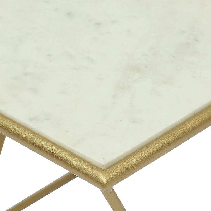 Sardis Moderner handgefertigter Couchtisch mit Marmorplatte von Christopher Knight Home – 37,00 L x 19,00 B x 18,00 H