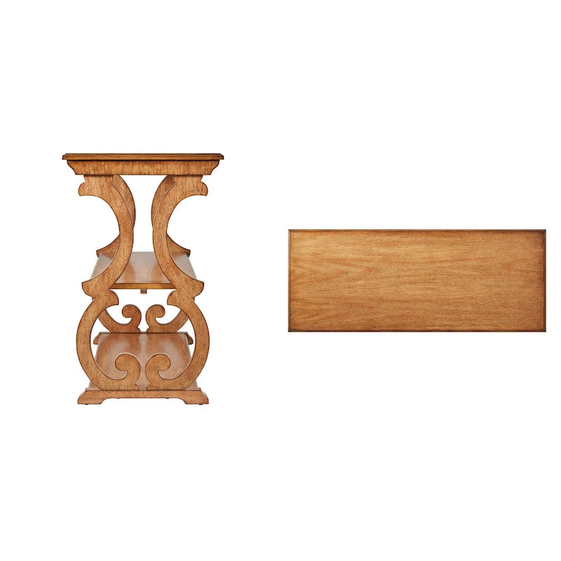 Eldoria Wood Sofatisch mit Schriftrolle
