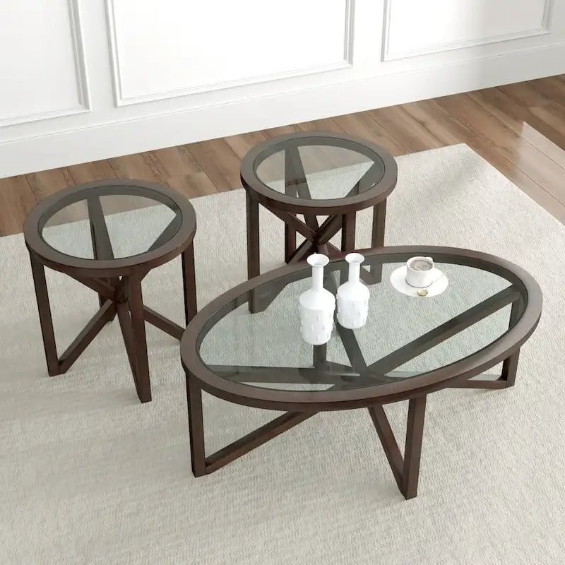 Moderne schlichte Glastischkollektion