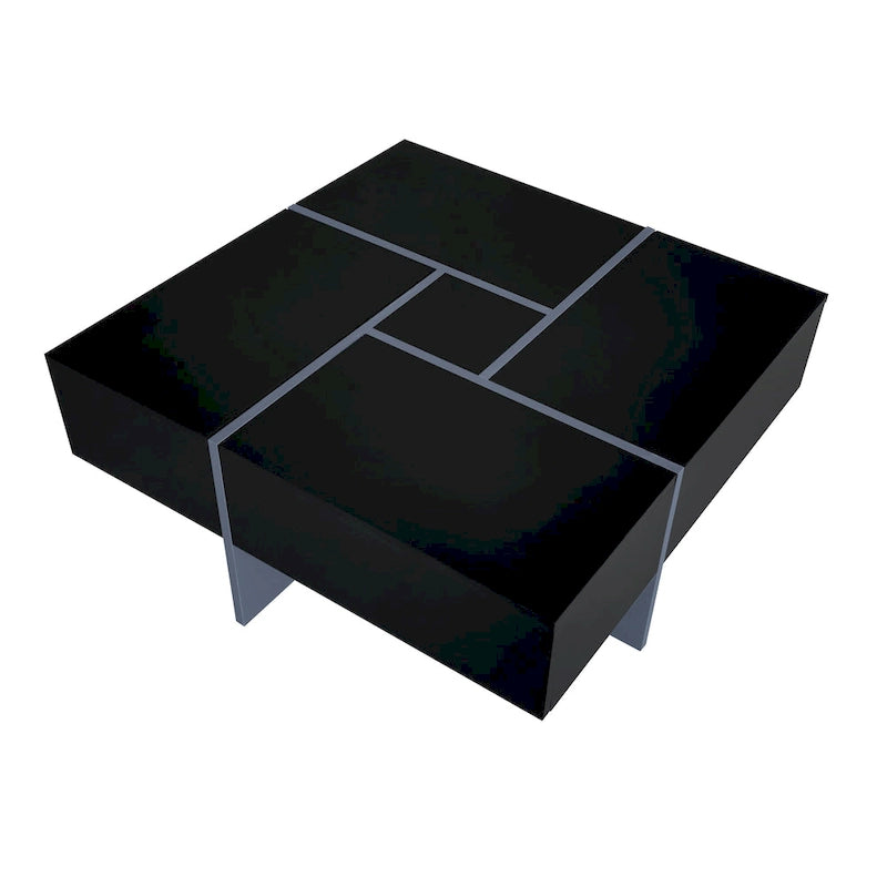 Im Trend liegender Couchtisch im modernen Design mit verstecktem Stauraum – 80 x 80 x 35 cm