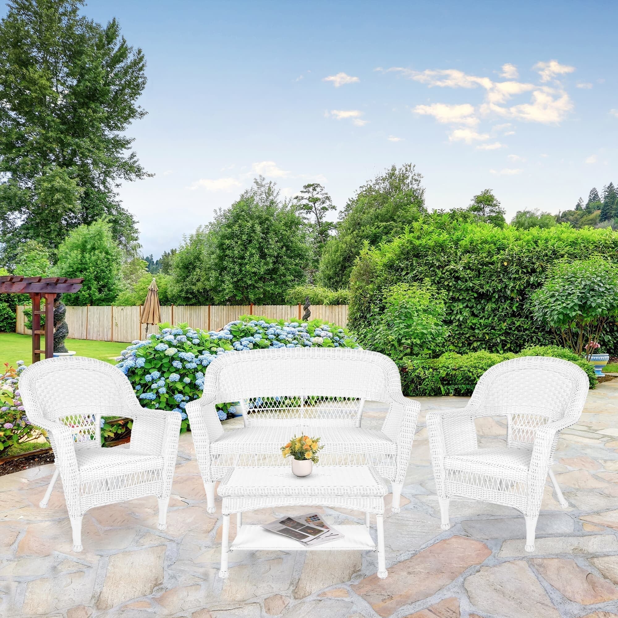 4-teiliges Loungeset aus Polyrattan für den Außenbereich