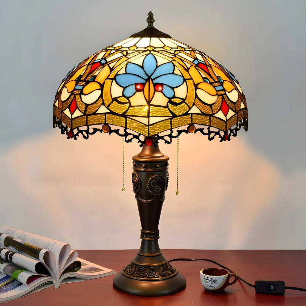 HomeyFad 2-Flammige Vintage-Tischleuchte mit Glasschirm aus Edelstahl