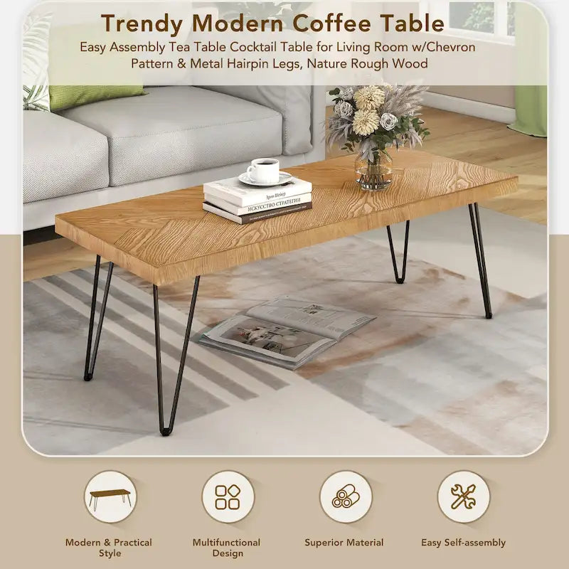 Moderner Couchtisch mit Metallbeinen – 19,60 x 43,30 x 17,80