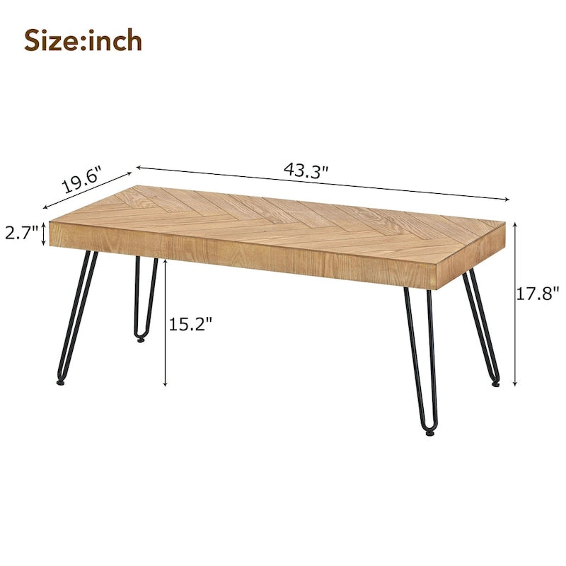 Moderner Couchtisch mit Metallbeinen – 19,60 x 43,30 x 17,80