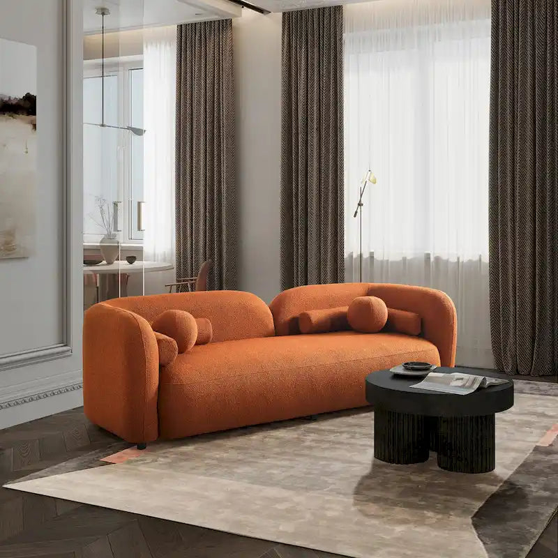 Milet Luxuriöses modernes Bouclé-Sofa mit geschwungenen Armlehnen