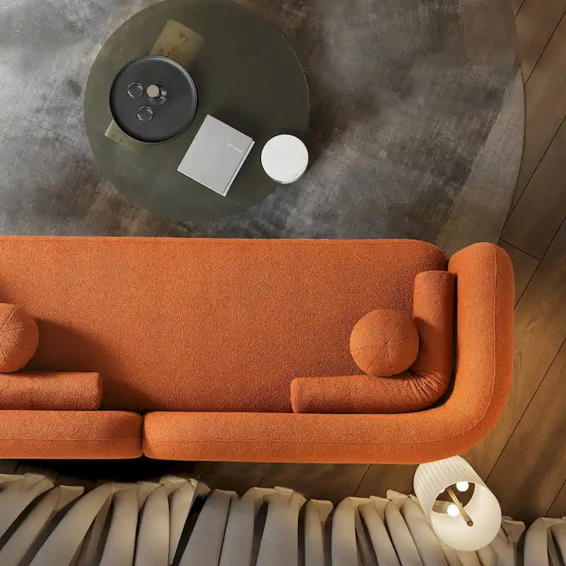 Milet Luxuriöses modernes Bouclé-Sofa mit geschwungenen Armlehnen