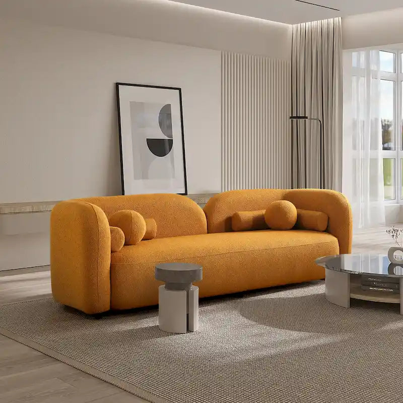 Milet Luxuriöses modernes Bouclé-Sofa mit geschwungenen Armlehnen