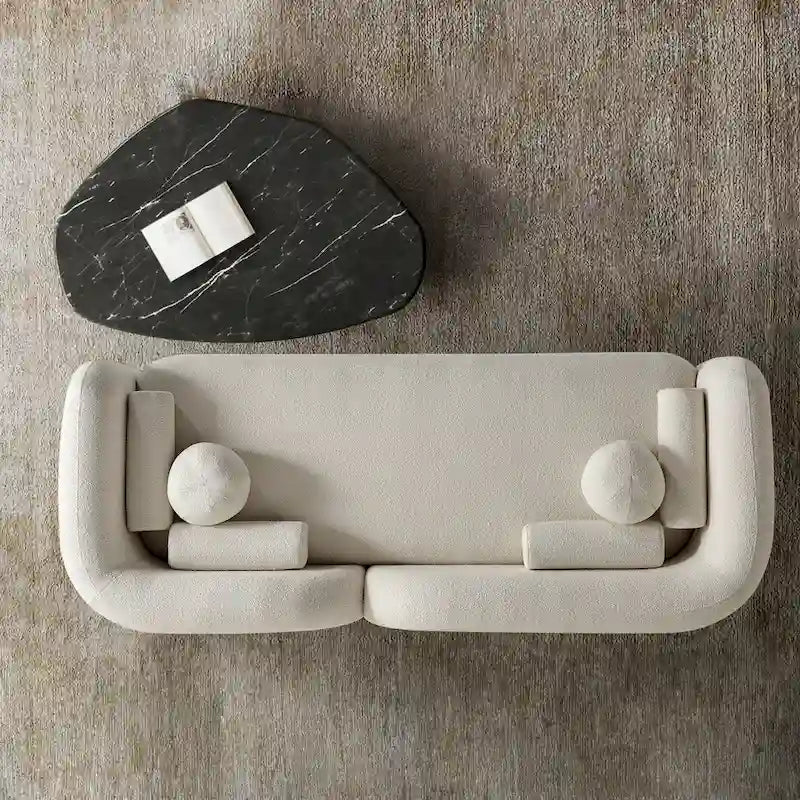 Milet Luxuriöses modernes Bouclé-Sofa mit geschwungenen Armlehnen