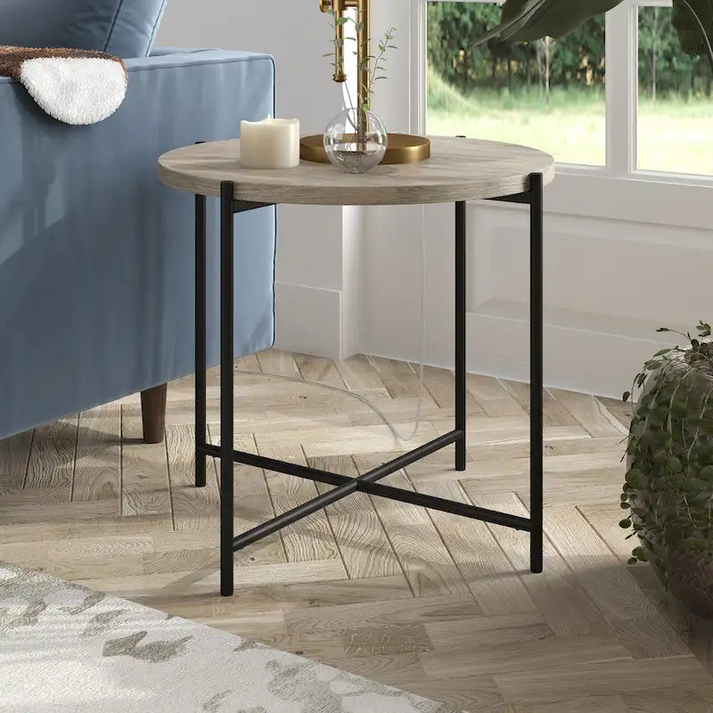 Loretta 23.63 breiter runder Beistelltisch mit MDF-Platte