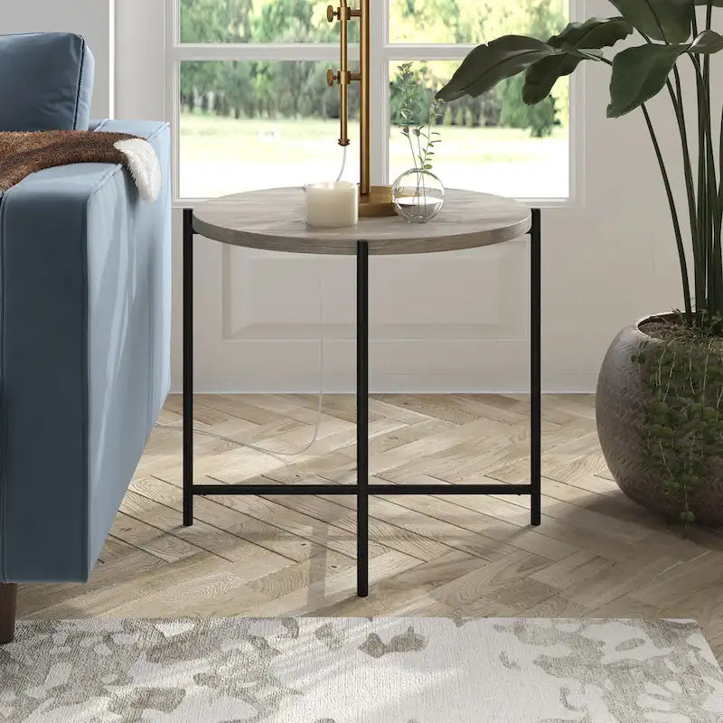 Loretta 23.63 breiter runder Beistelltisch mit MDF-Platte