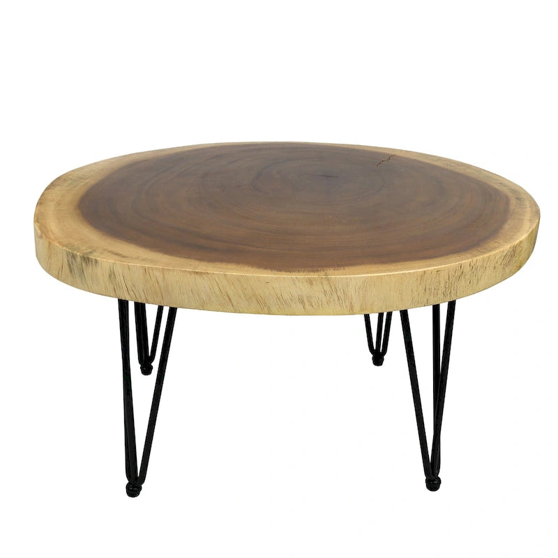 Natürlicher Massivholz Couchtisch Beistelltisch, rund