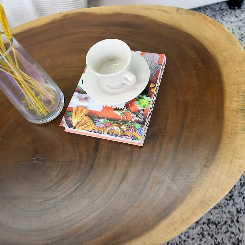 Natürlicher Massivholz Couchtisch Beistelltisch, rund