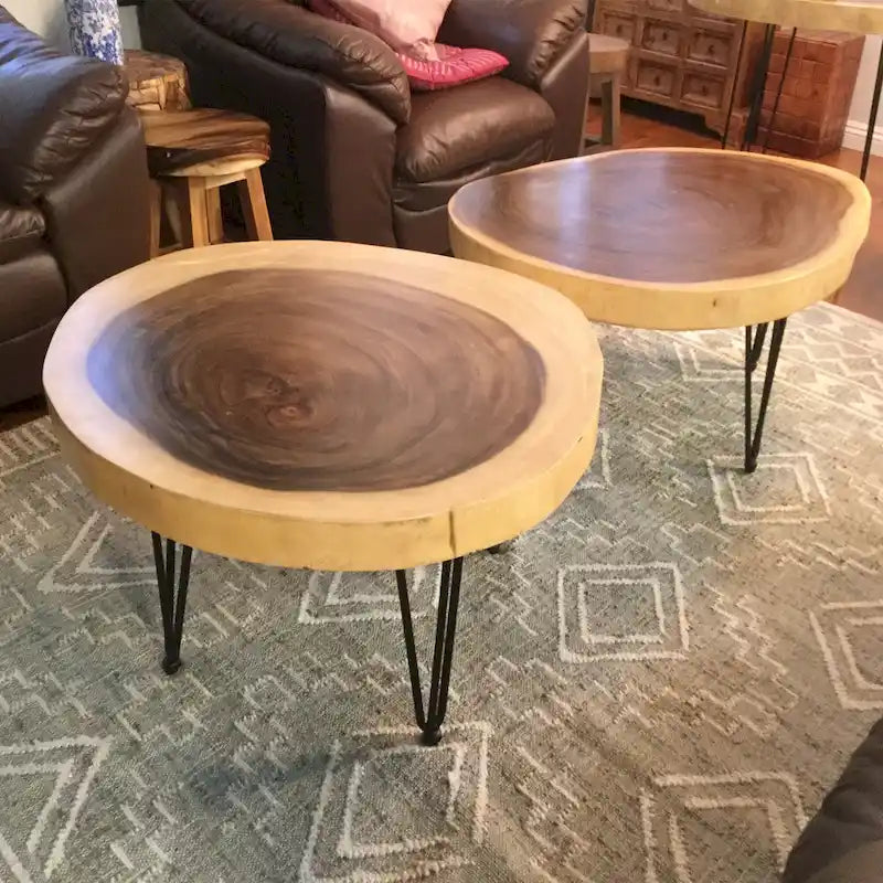 Natürlicher Massivholz Couchtisch Beistelltisch, rund