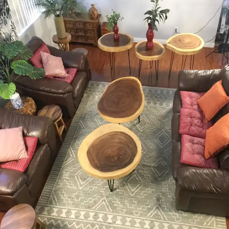 Natürlicher Massivholz Couchtisch Beistelltisch, rund
