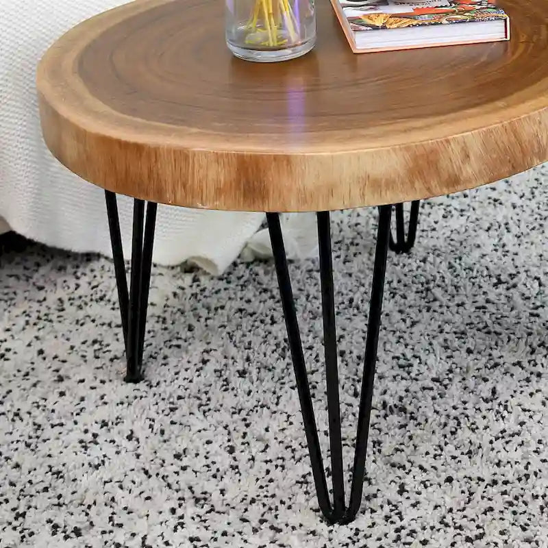 Natürlicher Massivholz Couchtisch Beistelltisch, rund
